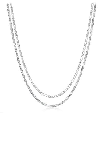 KUZZOI Halskette Herren Kordel Figaro 2er Set 925 Silber