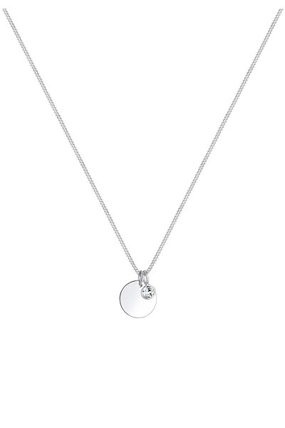 ELLI Halskette Plättchen Geburtsstein Kristalle 925 Silber
