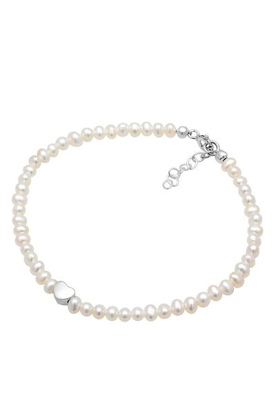 ELLI Armband Armband Valentinstag Herz Süßwasserzuchtperle 925 Silber
