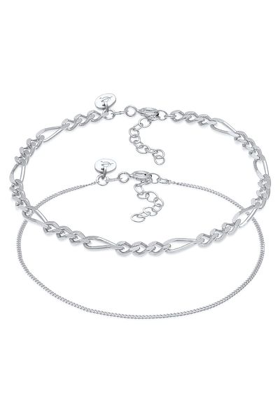 ELLI Armband Premium Armband Figaro Panzer Basic 2er Set 925 Silber