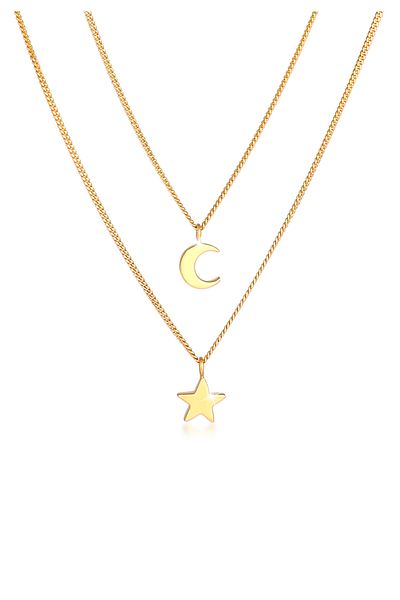 ELLI Trendige Halskette aus 925er Sterlingsilber mit Stern-Mond- und Astro-Details