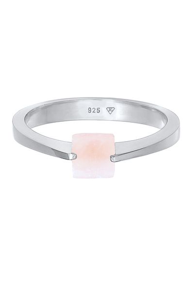ELLI Ring Premium Ring Solitaire Rosa Quarz Edelstein Viereck 925 Silber