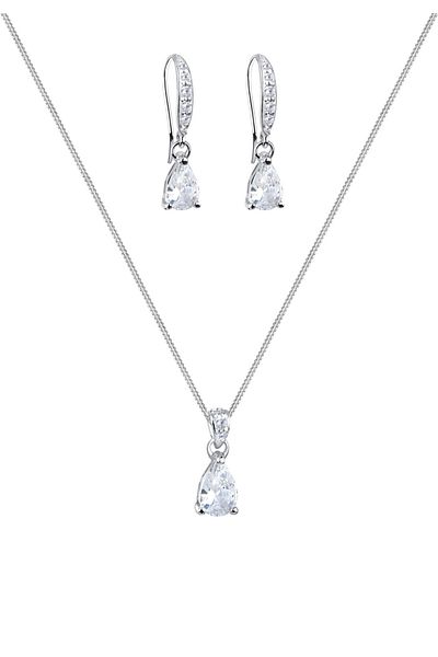 ELLI Schmuckset Tropfen Zirkonya 925 Ayar Gümüş