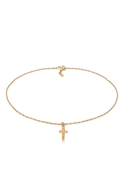 ELLI Moderner Halskette aus 925er Silber – Halsband Kreuz Gedreht