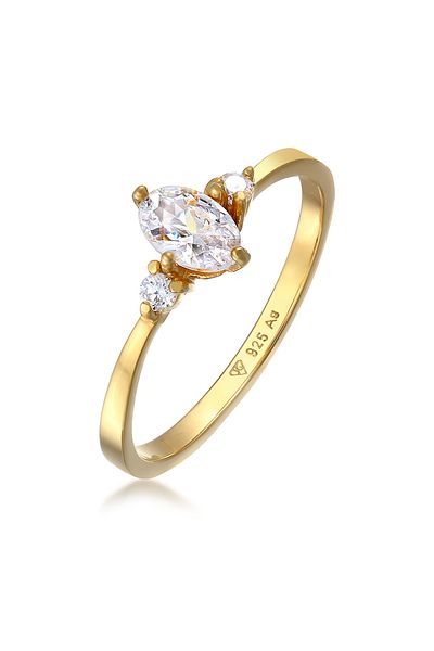 ELLI Ring Damen Verlobungsring Oval mit Zirkonia Kristallen 925 Sterling Silber