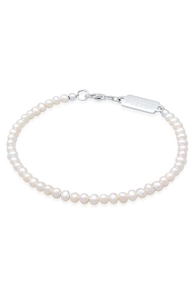 KUZZOI 925 Silbernes Süßwasserperlen-Armband – Klassisches Schlicht-Design