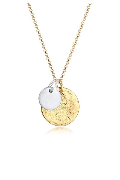 ELLI Halskette Plättchen Münzen Geo-Organic Look 925 Silber