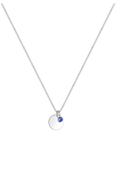 ELLI Halskette Plättchen Geburtsstein Kristalle 925 Silber