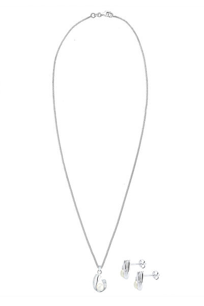 ELLI Schmuckset Diamant Süßwasserperlen 925 Ayar Gümüş