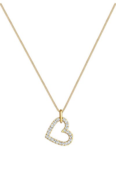ELLI Halskette Damen Herz Anhänger mit Kristallen in 925 Sterling Silber