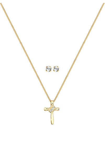 ELLI Schmuckset Religion Kreuz Kristalle 925 Silber