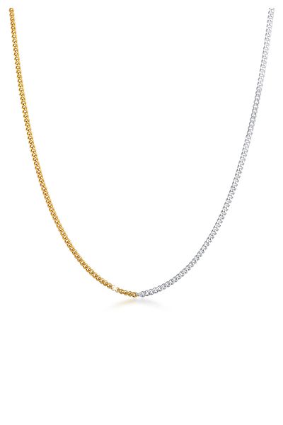 ELLI Halskette Panzerkette Basic Chunky Chain Bi-Color 925 Silber