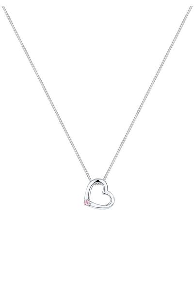 ELLI Halskette Herz Rosa Kristall 925 Sterling Silber