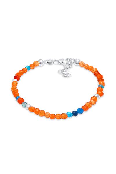 Nenalina Armband Achat Kugeln Perlen Bunt Beach 925 Silber