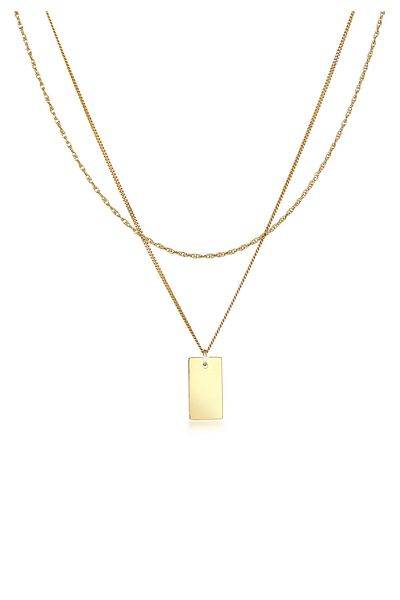 ELLI Halskette Damen Layer Rechteck Halskette Twisted Basic Minimal Trend 925 Sterling Silber