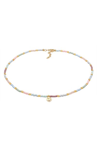 ELLI Halskette Glas Silber Beads Smiley 925 Silber