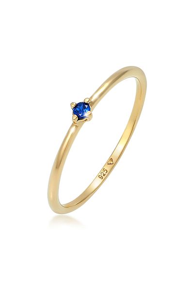 ELLI Ring Solitär Verlobung Synthetischer Saphir 925 Silber