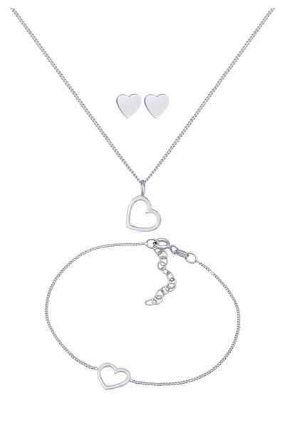 ELLI Schmuckset Herz Liebe Cut Out Trend Valentinstag 925 Silber