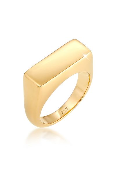 ELLI Ring Siegelring Rechteck Matt Geo 925 Sterling Silber vergoldet