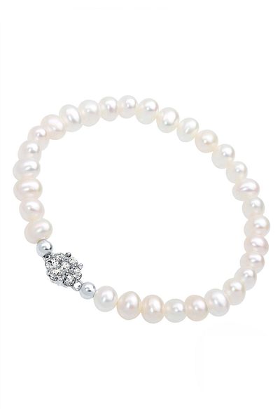 ELLI Armband Süßwasserperlen Kristalle 925 Silber
