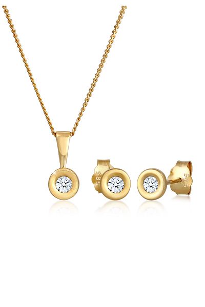 ELLI Schmuckset Solitär Klassisch Diamant (0,23 ct.) 585 Gelbgold
