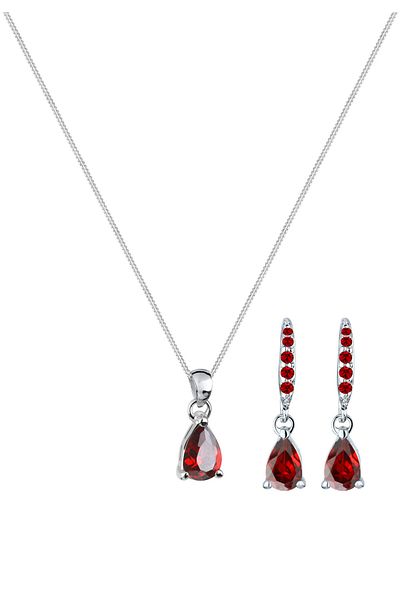 ELLI Schmuckset Tropfen Zirkonia 925 Sterling Silber
