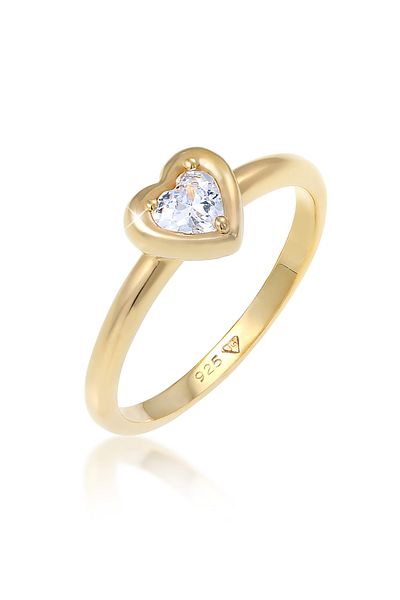 ELLI Ring Herz Liebe Verlobung Zirkonia Kristall 925 Silber