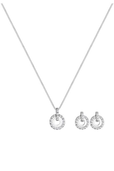 ELLI Schmuckset 925 Ayar Gümüş Kreis Kristal