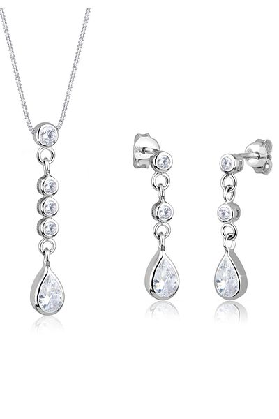 ELLI Schmuckset Tropfen Zirkonya 925 Ayar Gümüş
