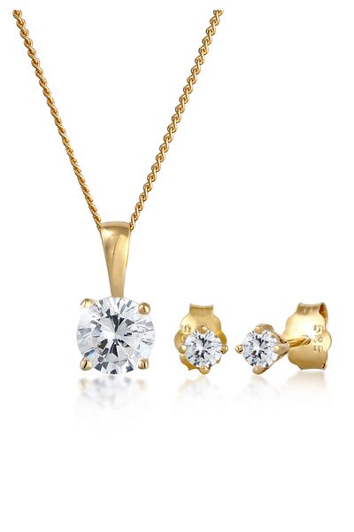 ELLI Schmuckset Zirkonya 585 Gelbgold