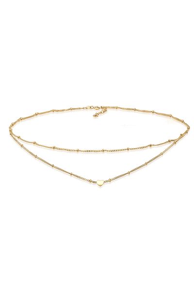ELLI Halskette Damen Choker Layering Look Herz Trend aus 925 Sterling Silber
