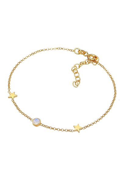 ELLI Solitaire-Armband-Halskette für Damen – Stern-Astro-Mondstein, 925er Sterlingsilber, vergoldet