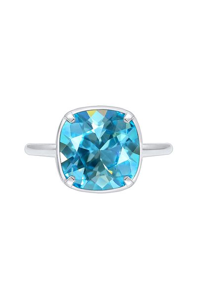 ELLI Schmal Geo Crystal Blau 925 Silberring
