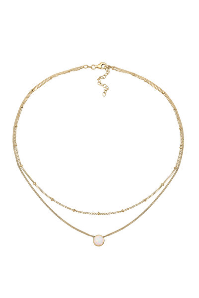 ELLI Colier pentru dama Choker Satte Strat de lanț Trend cu opal sintetic în argint 925