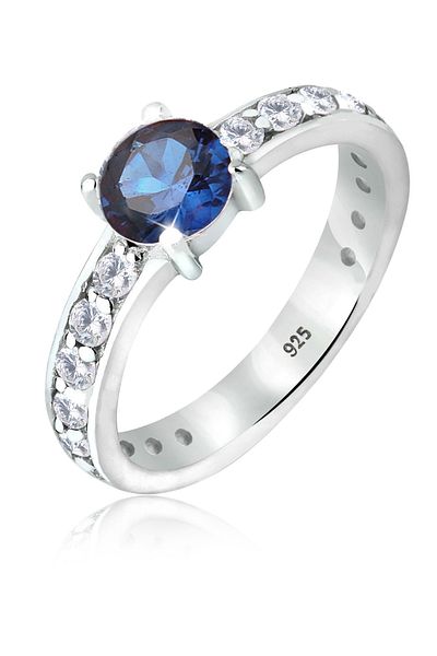 ELLI Ring Solitär Saphir Zirkonia 925 Sterling Silber