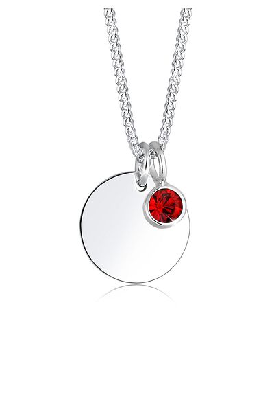 ELLI Halskette Plättchen Geburtsstein Kristalle 925 Silber