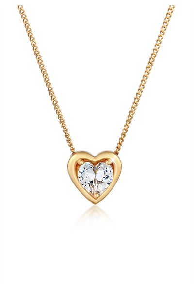 ELLI Halskette Damen Herz-Anhänger Love mit Zirkonia Kristallen aus 925 Sterling Silber