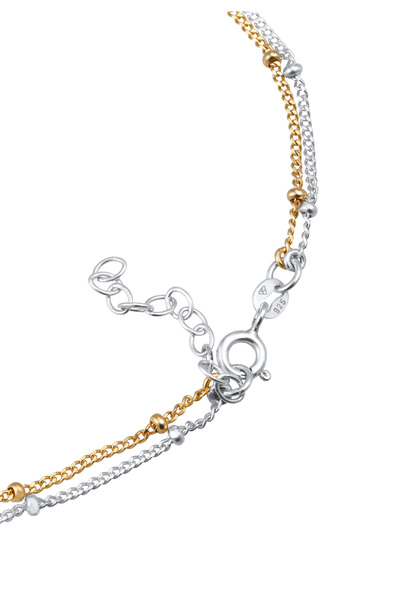 ELLI Fußschmuck Kugelkette Bi-Color Sommer Strand 925 Silber