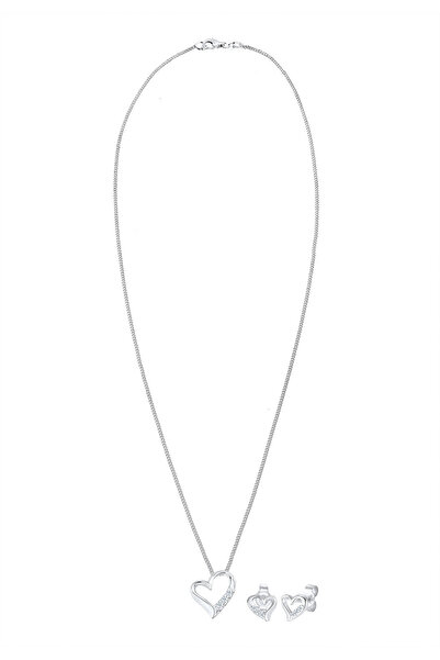 ELLI Schmuckset Herz Liebe Diamant (0,075 ct.) 925 Silber