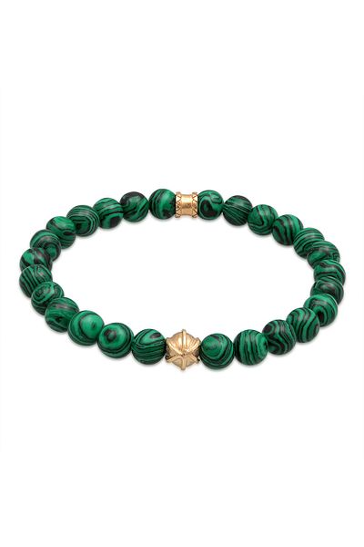 KUZZOI Armband Herren Oxidiert Achat Malachit Look 925er Silber