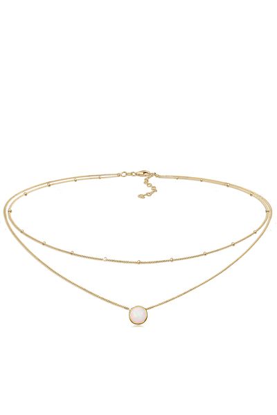 ELLI Náhrdelník Ladies Choker Satte Chain Layer Trend se syntetickým opálem ze stříbra 925