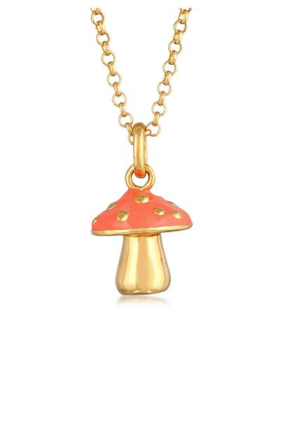 ELLI Damen-Pilz-Halskette – Orange, 925er Sterlingsilber, vergoldet
