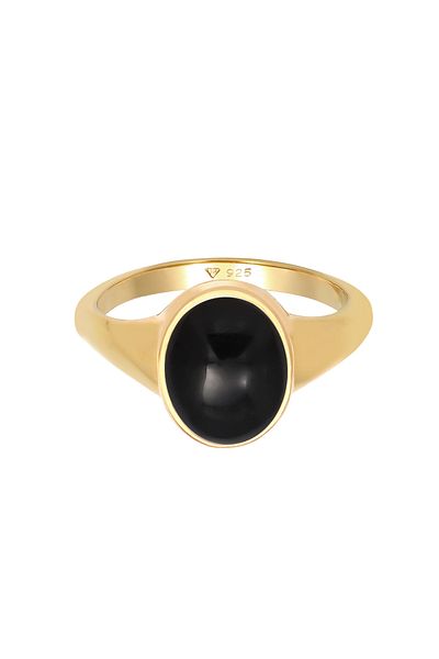 ELLI Damenring – ovaler Onyx-Stein, 925er Sterlingsilber, vergoldet