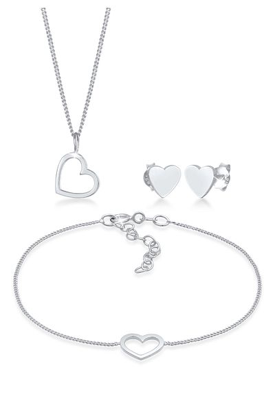 ELLI Schmuckset Herz Liebe Cut Out Trend Valentinstag 925 Silber