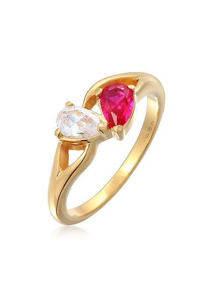 ELLI Ring Damen Verlobungsring Infinity mit Zirkonia und synth. Rubin in 925 Sterling Silber