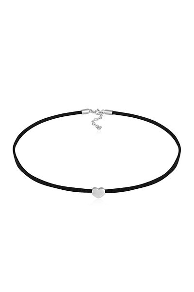 ELLI Halskette Choker Herz Satinband 925 Silber