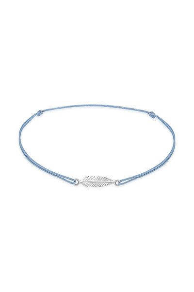 ELLI Fußschmuck Feder Boho Hippi Festivali Naylon Bant 925er Gümüş