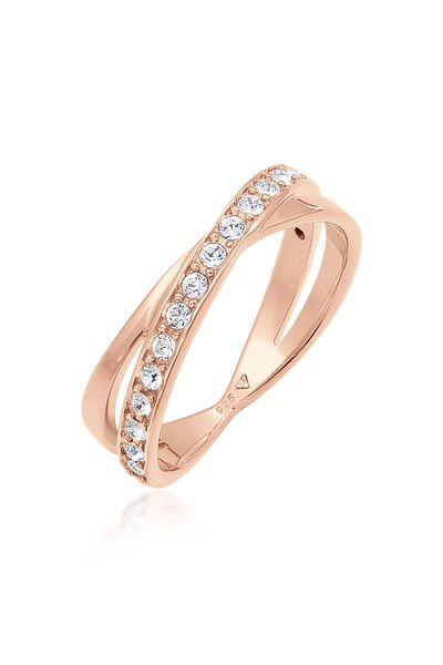 ELLI Eleganter Ring aus 925er Sterlingsilber – mit Efeu-Kristallen