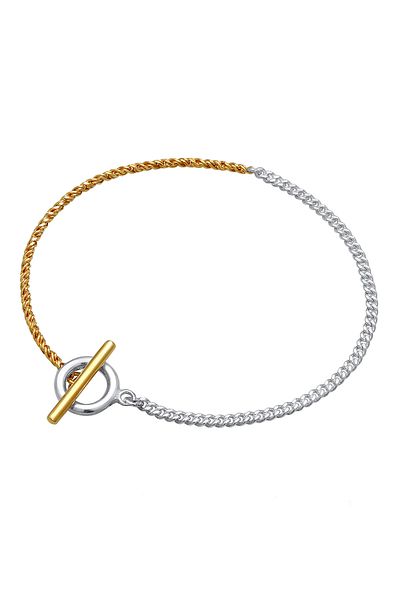 ELLI Armband Panzerkette Kordel Kreis Stab Bi-Color 925 Silber
