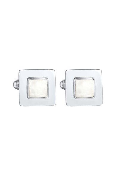 KUZZOI Manschettenknopf Mondstein Quadrat Flach Elegant 925 Silber